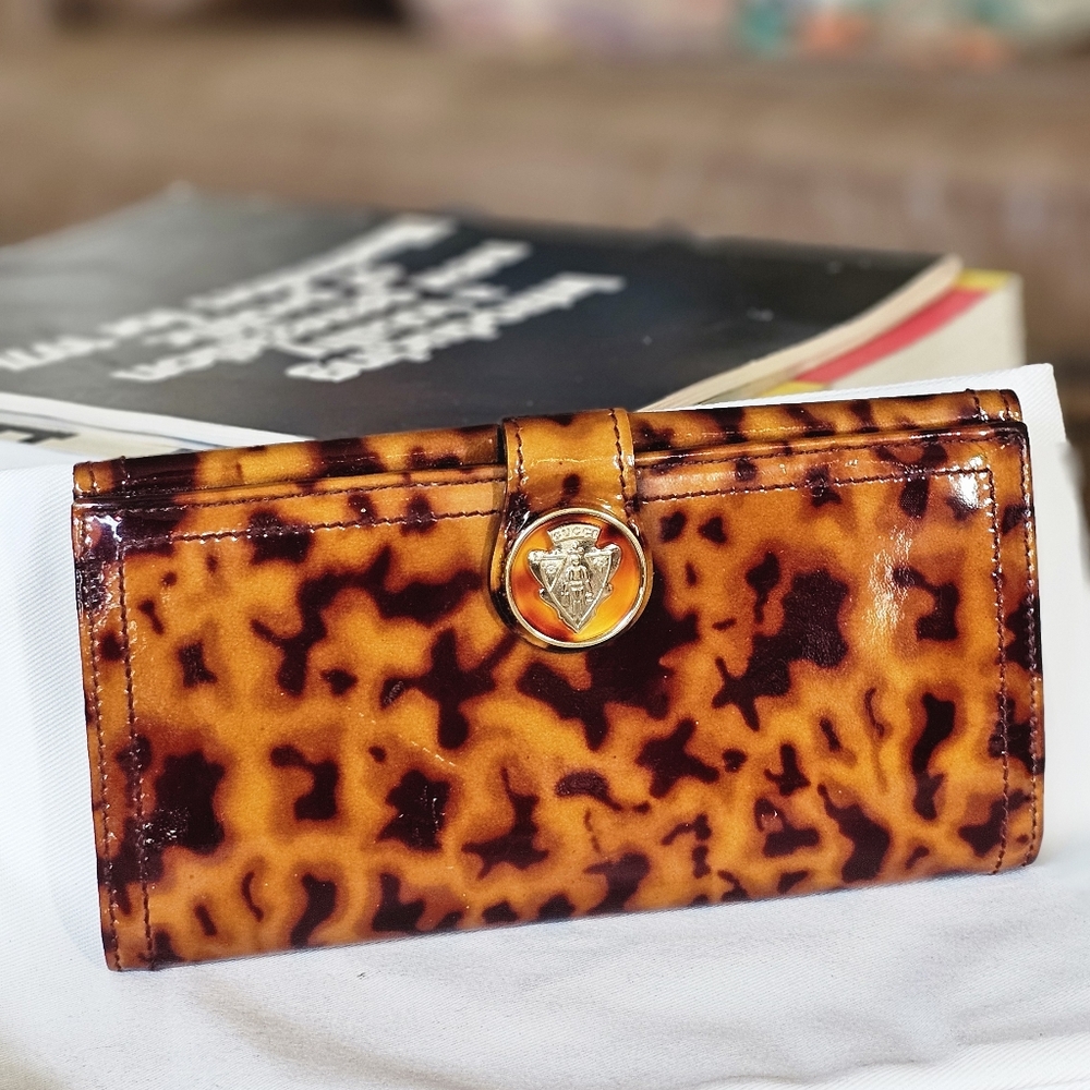RARE Gucci Hysteria Tortoiseshell Patent Leather Bifold Wallet - Picture 1 of 14